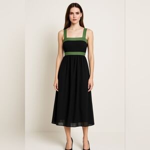 After Six 2 Elegant Black and Green Midi Dress – Formal/Party Wear – Size